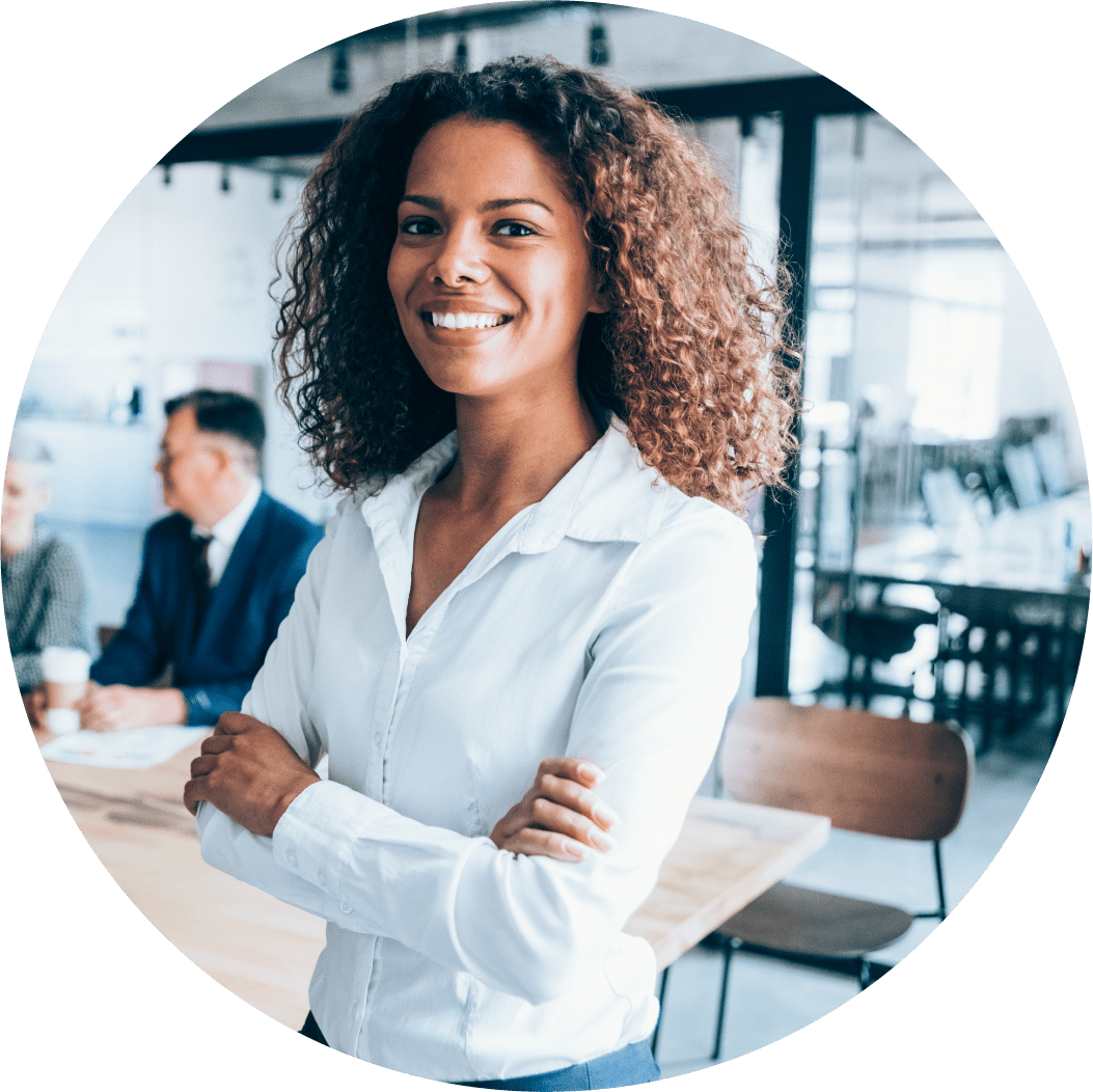 Woman in office smiling